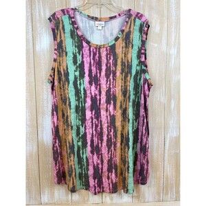 LulaRoe Plus Size 3XL Sleeveless Multicolor Tie-dye Stripe Top